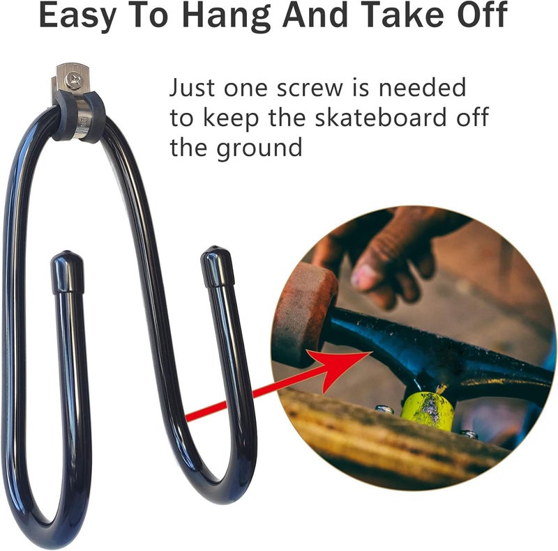 RUZUO Upgraded Skateboard Wall Mount Skateboard Hanger, Skateboard and Longboard Wall Rack, Skate Board Holders-Lengthen - Image 4
